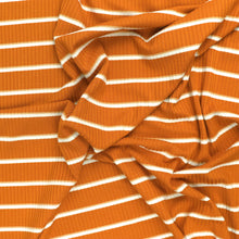 Viscose Blend Ribbed Jersey - Yarn Dyed Stripe - Orange