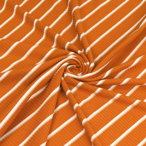 Viscose Blend Ribbed Jersey - Yarn Dyed Stripe - Orange