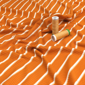 Viscose Blend Ribbed Jersey - Yarn Dyed Stripe - Orange