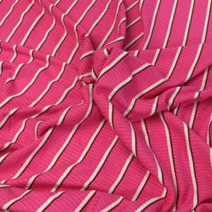 Viscose Blend Ribbed Jersey - Yarn Dyed Stripe - Pink