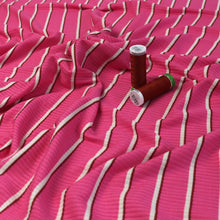 Viscose Blend Ribbed Jersey - Yarn Dyed Stripe - Pink