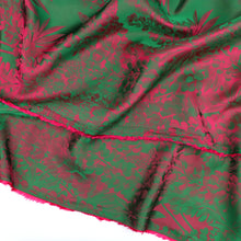 Viscose Blend Satin Jacquard - Botanicals - Pink + Green