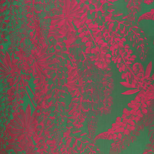 Viscose Blend Satin Jacquard - Botanicals - Pink + Green