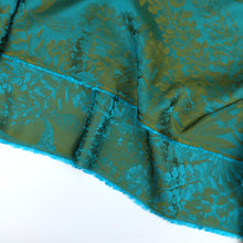 Viscose Blend Satin Jacquard - Botanicals - Turquoise + Olive