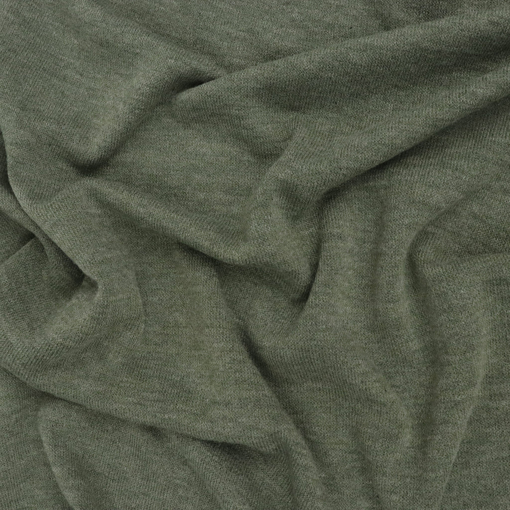 Viscose Blend Sweater Knit - Melange Olive Green - END OF BOLT 115cm ...