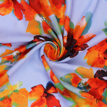 Viscose Jacquard Lawn - Orange Watercolour Flowers