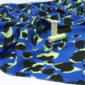 Viscose Lawn - Abstract Leopard on Blue