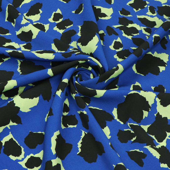 Viscose Lawn - Abstract Leopard on Blue