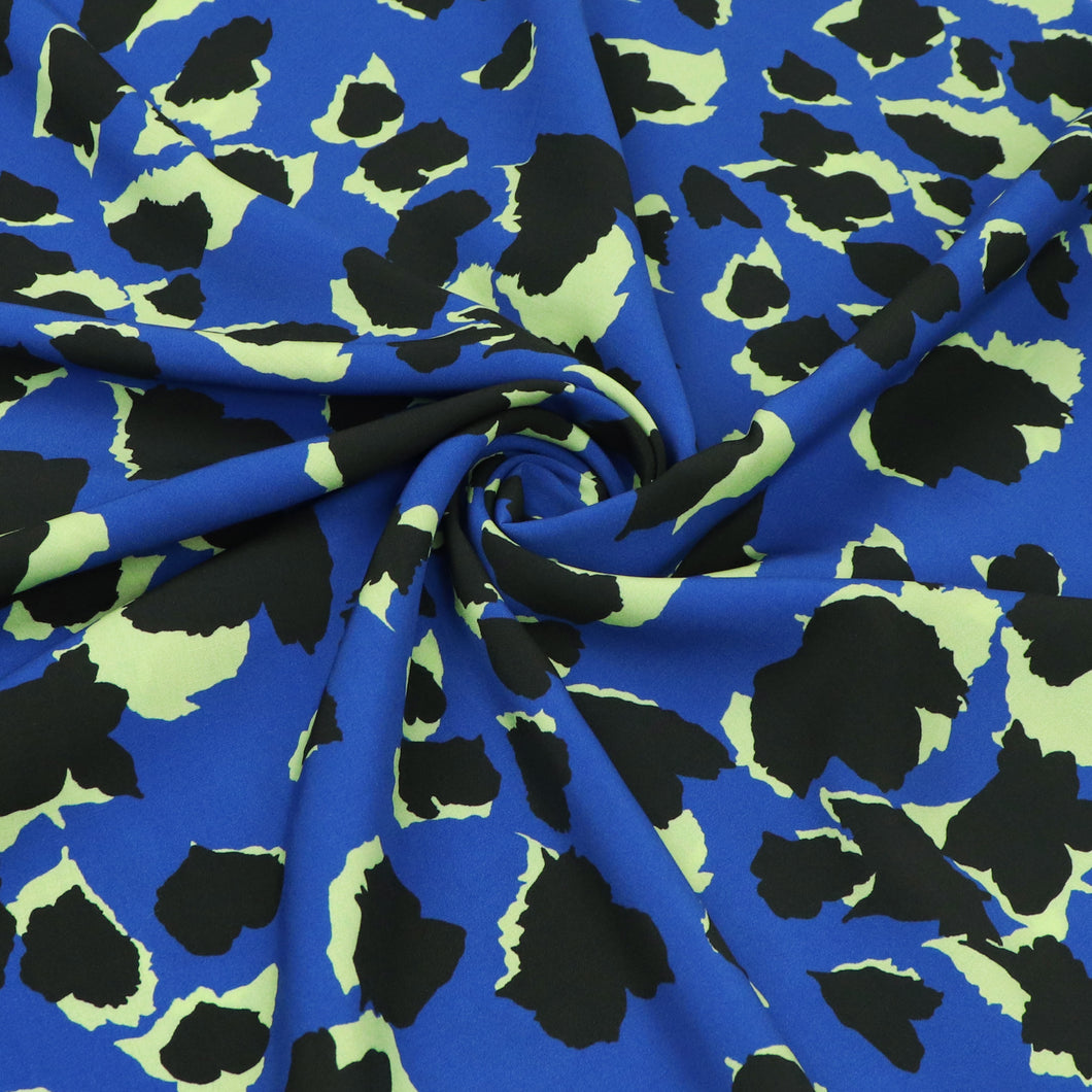 Viscose Lawn - Abstract Leopard on Blue