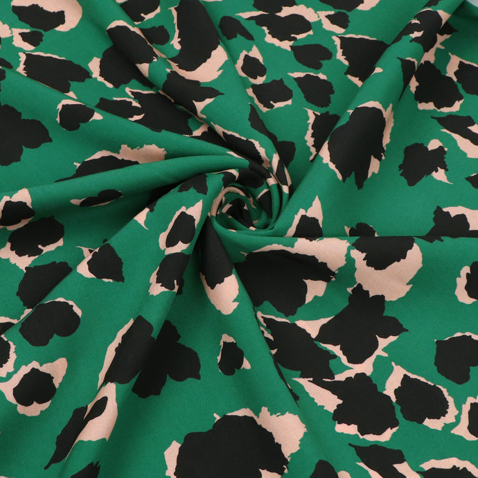 Viscose Lawn - Abstract Leopard on Green