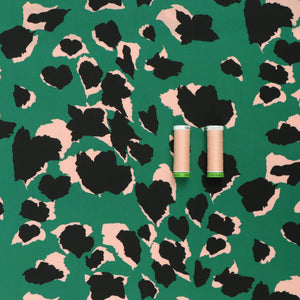 Viscose Lawn - Abstract Leopard on Green