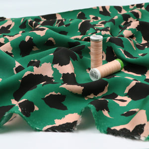 Viscose Lawn - Abstract Leopard on Green