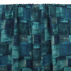 Viscose Lawn - Blue Tiles - END OF BOLT 57cm