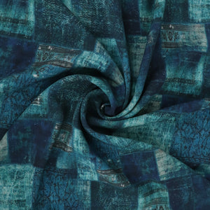 Viscose Lawn - Blue Tiles - END OF BOLT 57cm