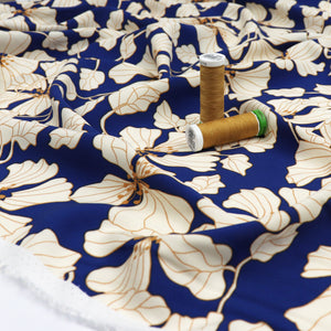 Viscose Lawn - Golden Flowers On Blue