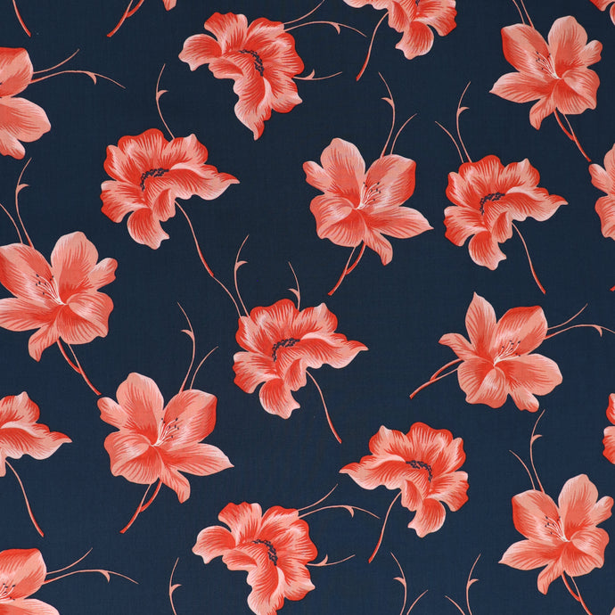 Viscose Lawn - Orange Flowers