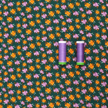Viscose Lawn - Orange + Purple Flowers