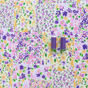 Viscose Lawn - Patchwork Meadow - Purple + Yellow - SALE