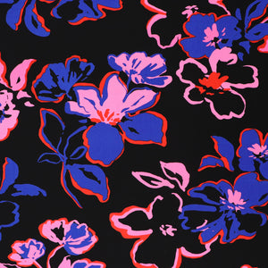 Viscose Lawn with Lenzing™️ EcoVero™️ viscose fibres - Printmaker's Floral on Black