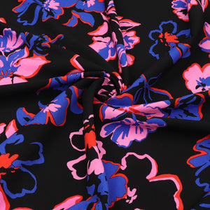 Viscose Lawn with Lenzing™️ EcoVero™️ viscose fibres - Printmaker's Floral on Black