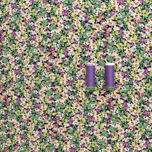 Viscose Lawn - Purple + Green Floral - END OF BOLT 90cm