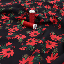 Viscose Lawn - Red Flowers - END OF BOLT 149cm