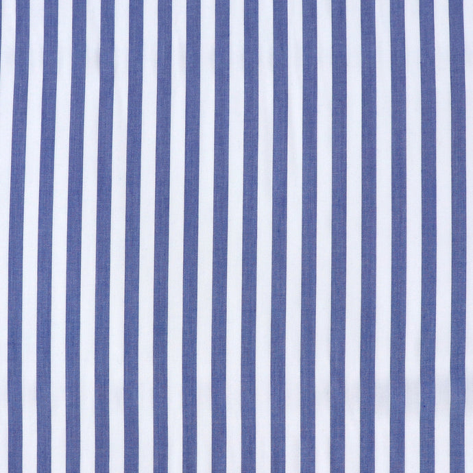 Viscose Lawn - Yarn Dyed Stripe - Cobalt Blue - END OF BOLT 55cm