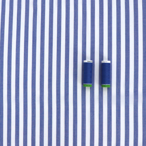 Viscose Lawn - Yarn Dyed Stripe - Cobalt Blue - END OF BOLT 55cm