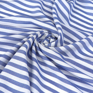 Viscose Lawn - Yarn Dyed Stripe - Cobalt Blue