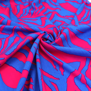 Viscose Lawn - Zebra - Blue - SECONDS - END OF BOLT 153cm