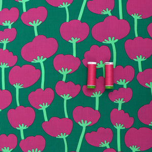 Viscose Lawn with Lenzing™️ EcoVero™️ viscose fibres - Nerida Hansen X Verhees Collab- Poppies Green