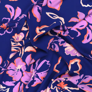 Viscose Lawn with Lenzing™️ EcoVero™️ viscose fibres - Printmaker's Floral on Blue