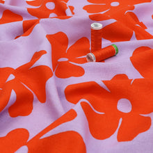 Viscose Linen - Big Flower Energy - Lilac + Orange