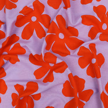 Viscose Linen - Big Flower Energy - Lilac + Orange