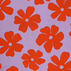 Viscose Linen - Big Flower Energy - Lilac + Orange