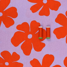 Viscose Linen - Big Flower Energy - Lilac + Orange