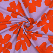 Viscose Linen - Big Flower Energy - Lilac + Orange