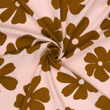 Viscose Linen - Big Flower Energy - Pink + Brown