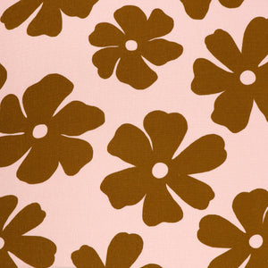 Viscose Linen - Big Flower Energy - Pink + Brown