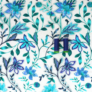 Viscose Linen - Botanical - Blue