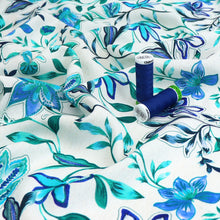 Viscose Linen - Botanical - Blue