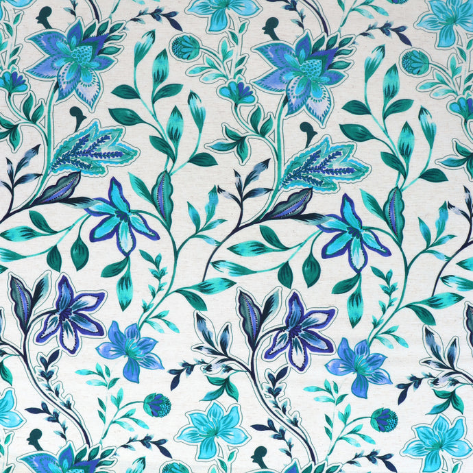 Viscose Linen - Botanical - Blue