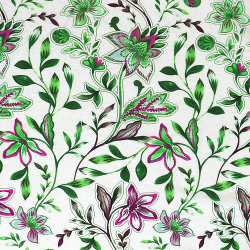 Viscose Linen - Botanical - Green