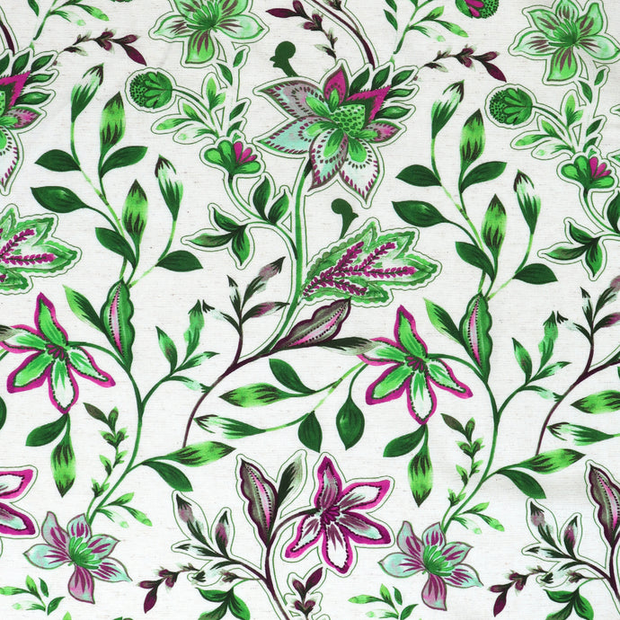 Viscose Linen - Botanical - Green