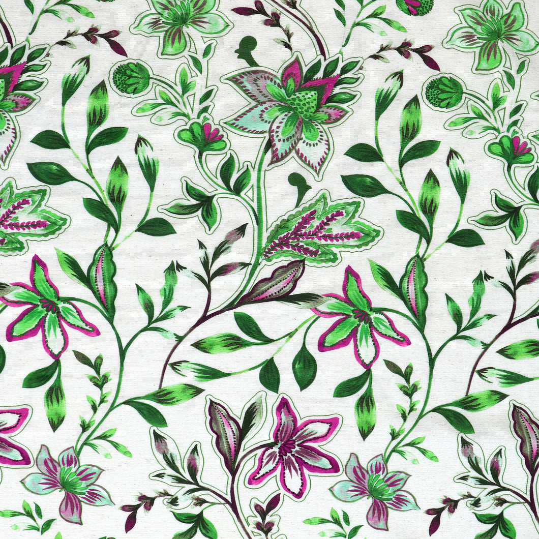Viscose Linen - Botanical - Green