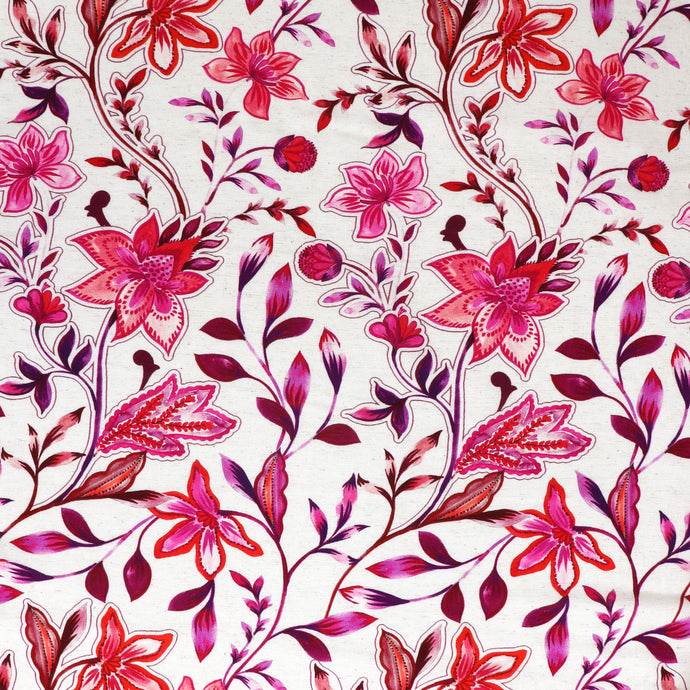 Viscose Linen - Botanical - Pink