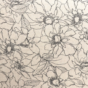 Viscose Linen - Natural Botanical Sketch