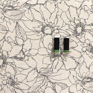 Viscose Linen - Natural Botanical Sketch
