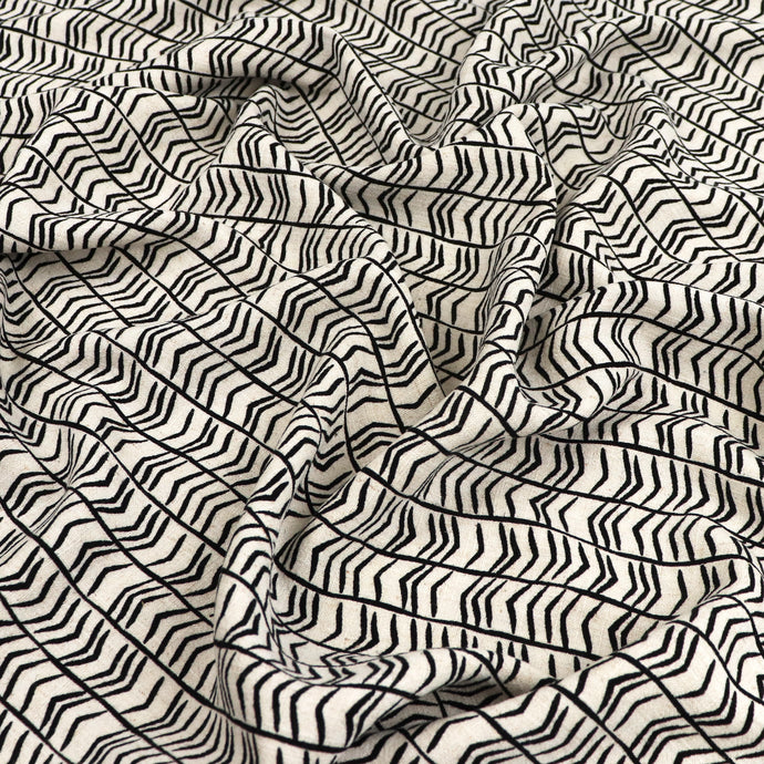 Viscose Linen - Natural Chevron Stripe