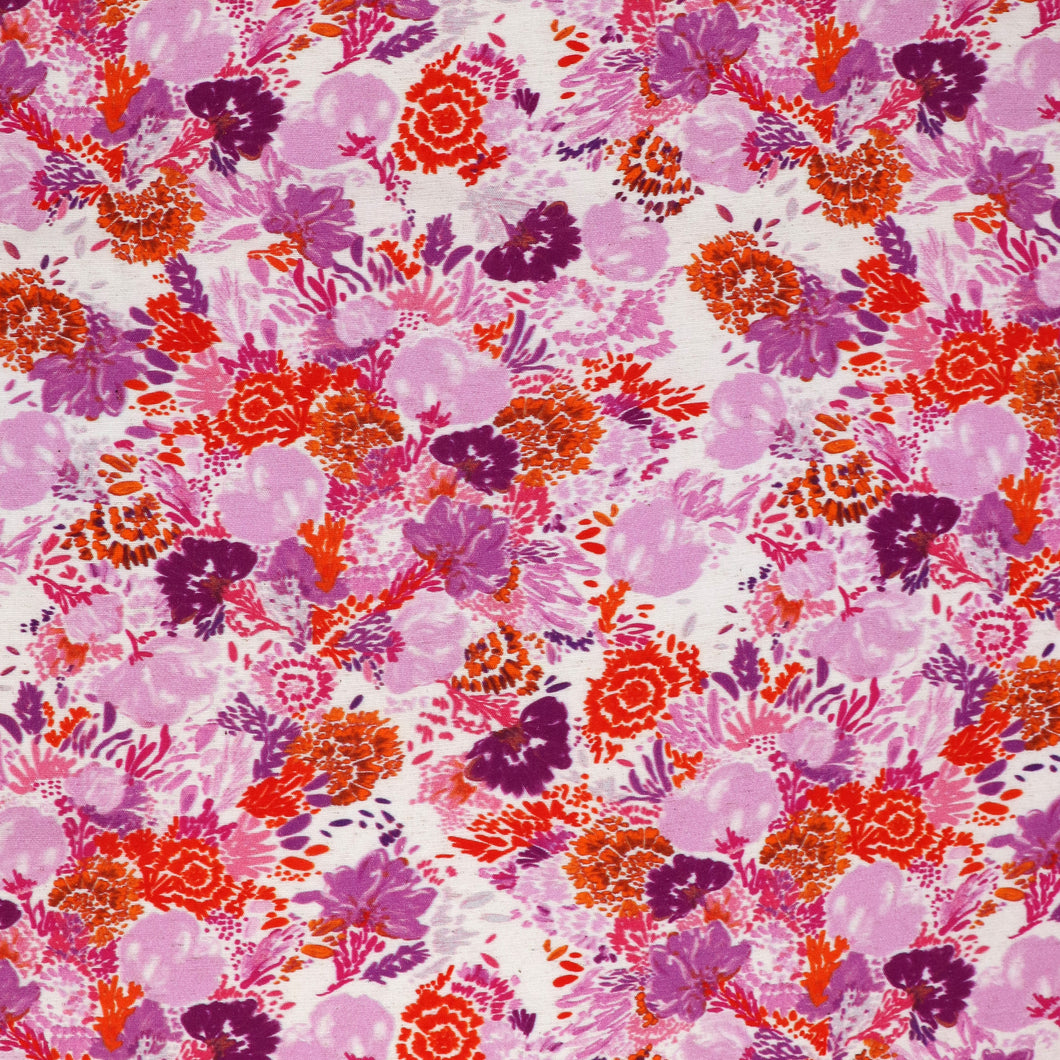 Viscose Linen - Sea Flora - Pink